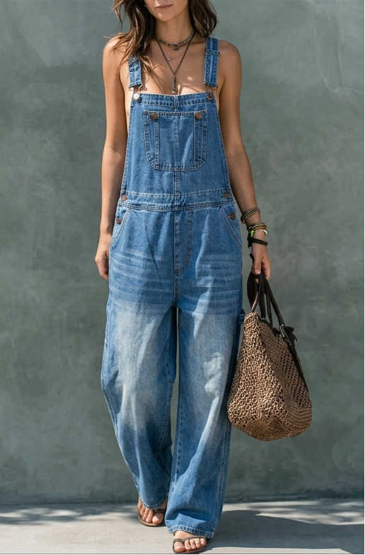 Harper | Denim Jumpsuit med Elastisk Midja