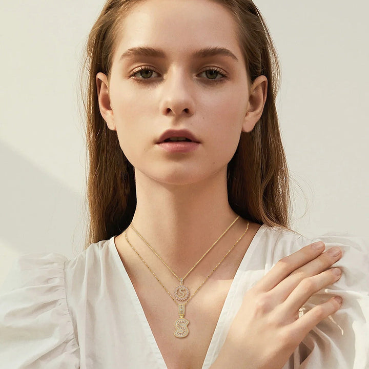 Pave bokstav initial halsband set | Guld