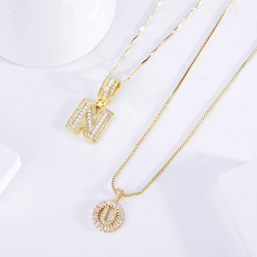 Pave bokstav initial halsband set | Guld