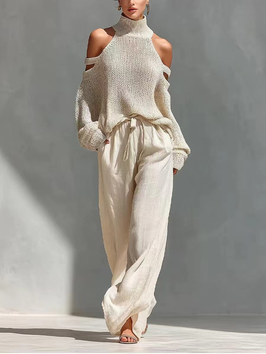 Gertrud | Mode Stickad och Linne Set