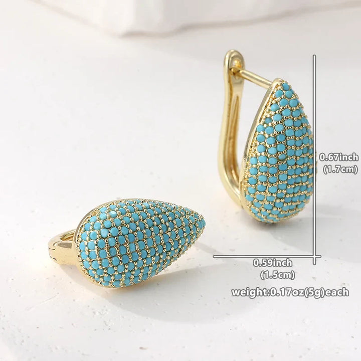 Droppformade creoler med turkos pavé