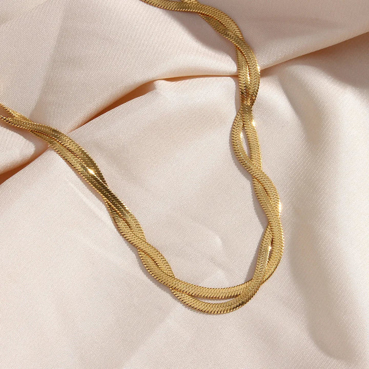 Tidlöst Set med Guldpläterat Halsband och Armband