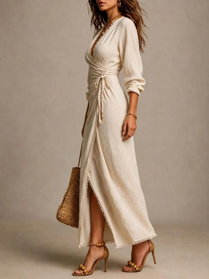 Haley | Wrap-Front Ruched Midi Klänning