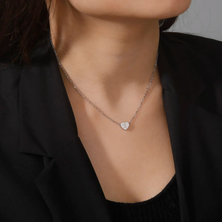 Tidlös Initial Choker Halsband med Hjärta