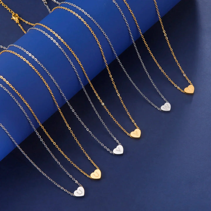 Tidlös Initial Choker Halsband med Hjärta