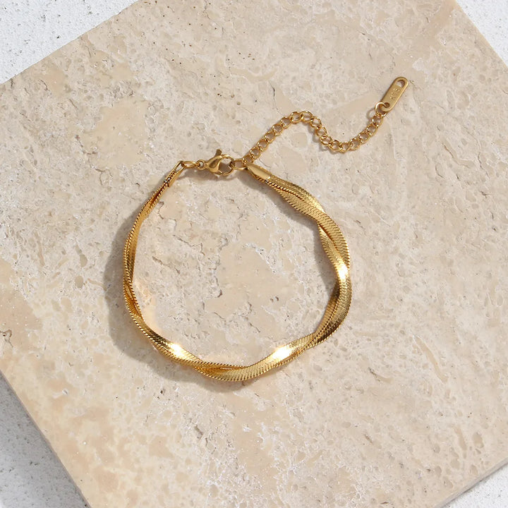 Tidlöst Set med Guldpläterat Halsband och Armband