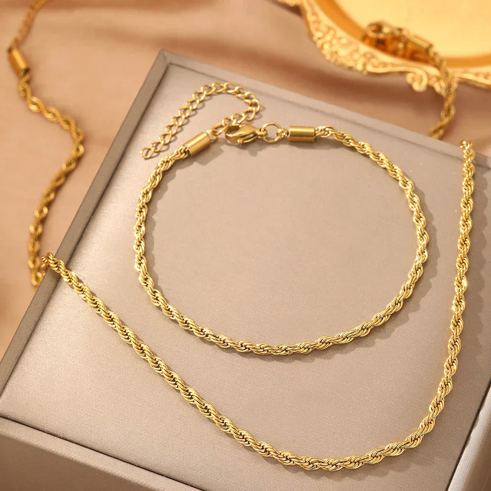 Retro vriden halsband och armband set