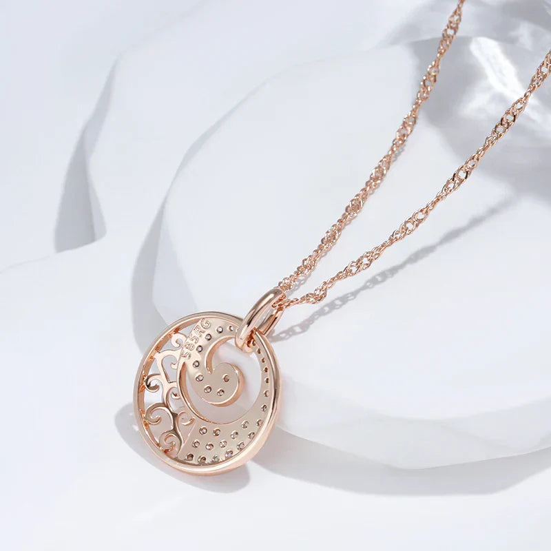 Elegant roséguld kristallblommans halsband
