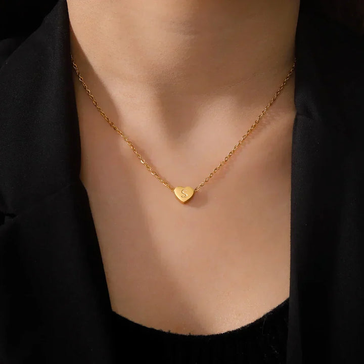 Tidlös Initial Choker Halsband med Hjärta