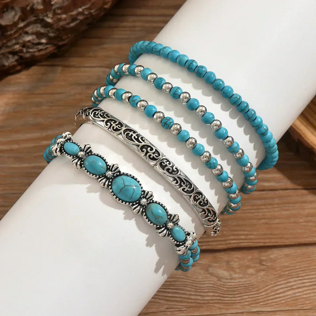 Michelle | Finstämd turkos flertrådig armband