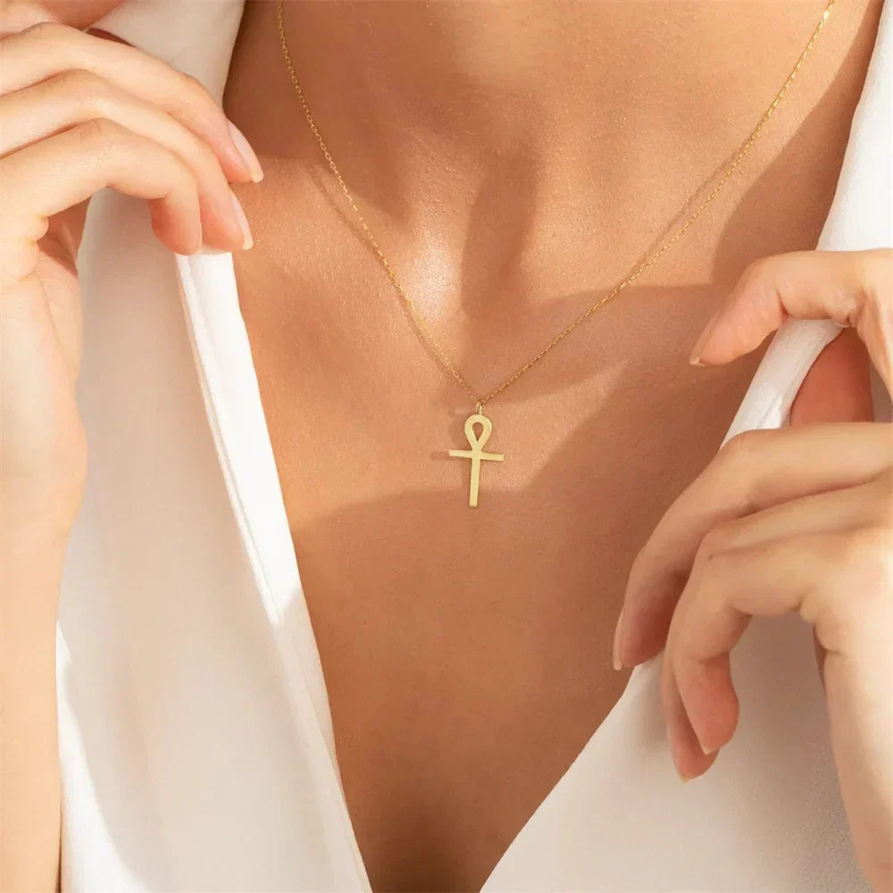 Goldenes Ankh Anhänger-Halsband