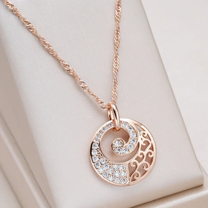 Elegant roséguld kristallblommans halsband