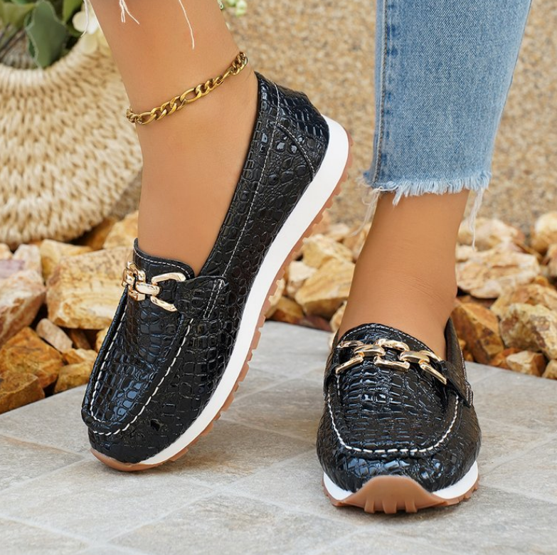 Emmy | Svarta Krokodil Loafers