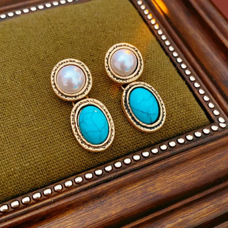 Turkos & Pärla Antik Guld Uttrycksfullt Set