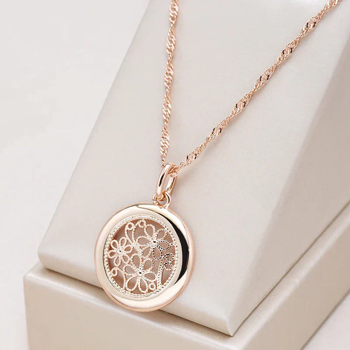 Elegant Roséguld Boho Blomma Halsband