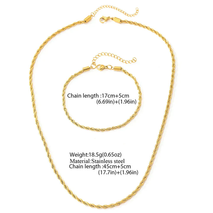Retro vriden halsband och armband set