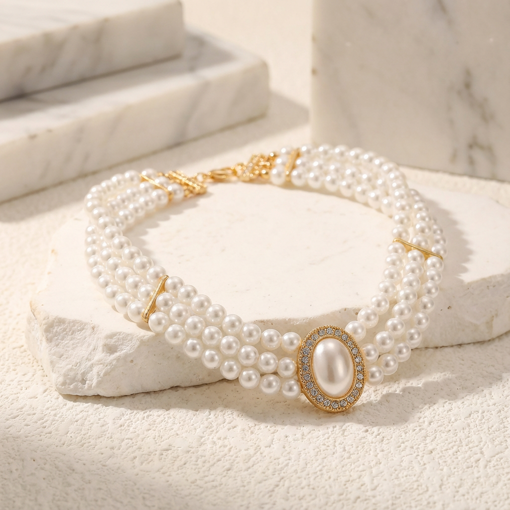 Turkos Trefaldig Choker Halsband