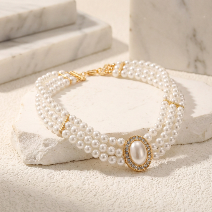 Turkos Trefaldig Choker Halsband