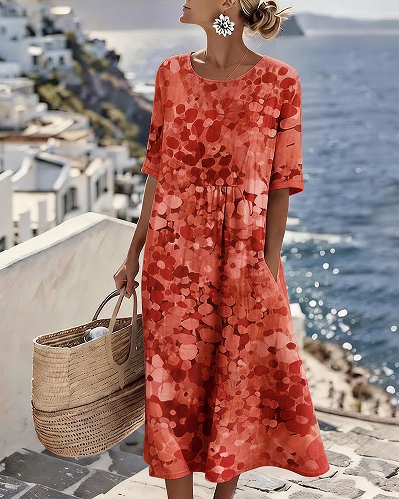 Ester | Elegant Blomster Sommar Midi Klänning
