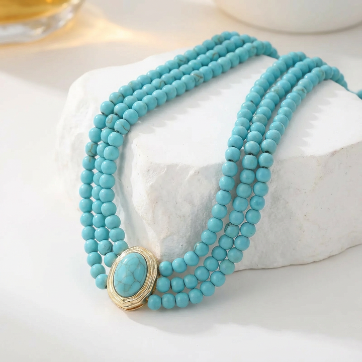 Turkos Trefaldig Choker Halsband
