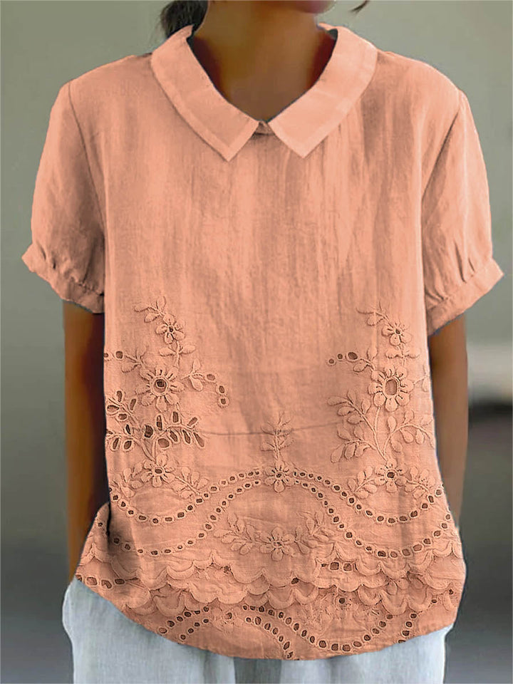 Lily | Blommig Broderad Skjorta