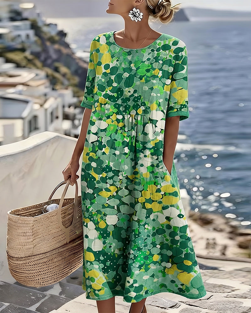 Ester | Elegant Blomster Sommar Midi Klänning