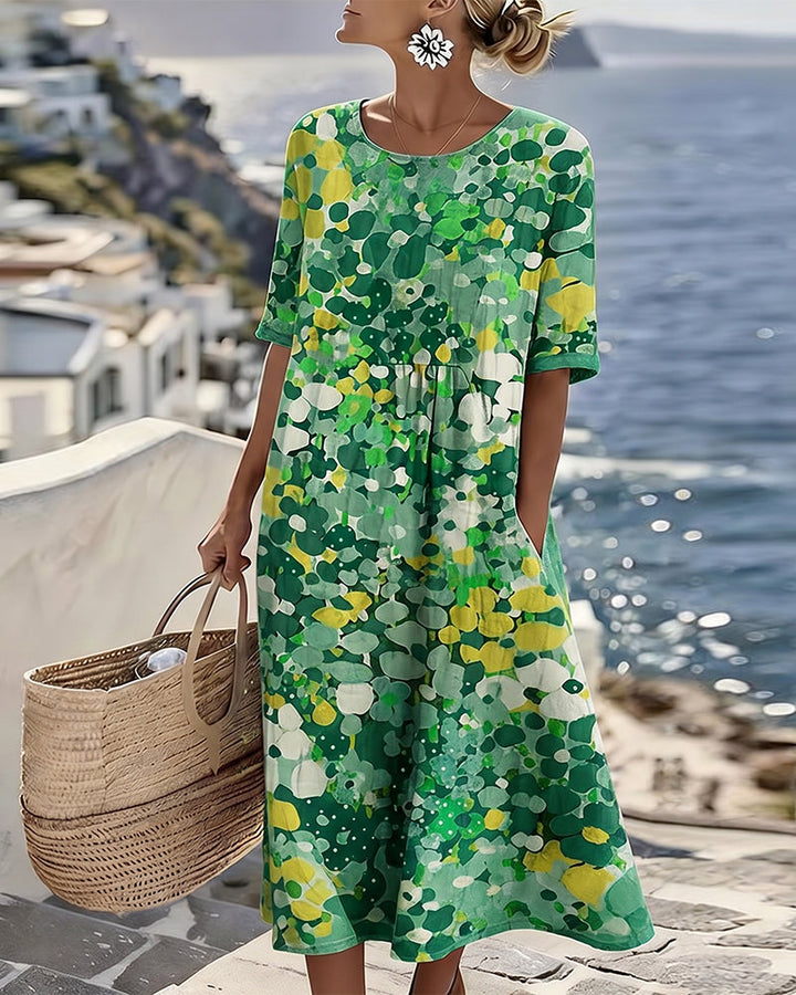 Ester | Elegant Blomster Sommar Midi Klänning