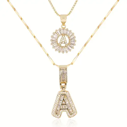 Pave bokstav initial halsband set | Guld