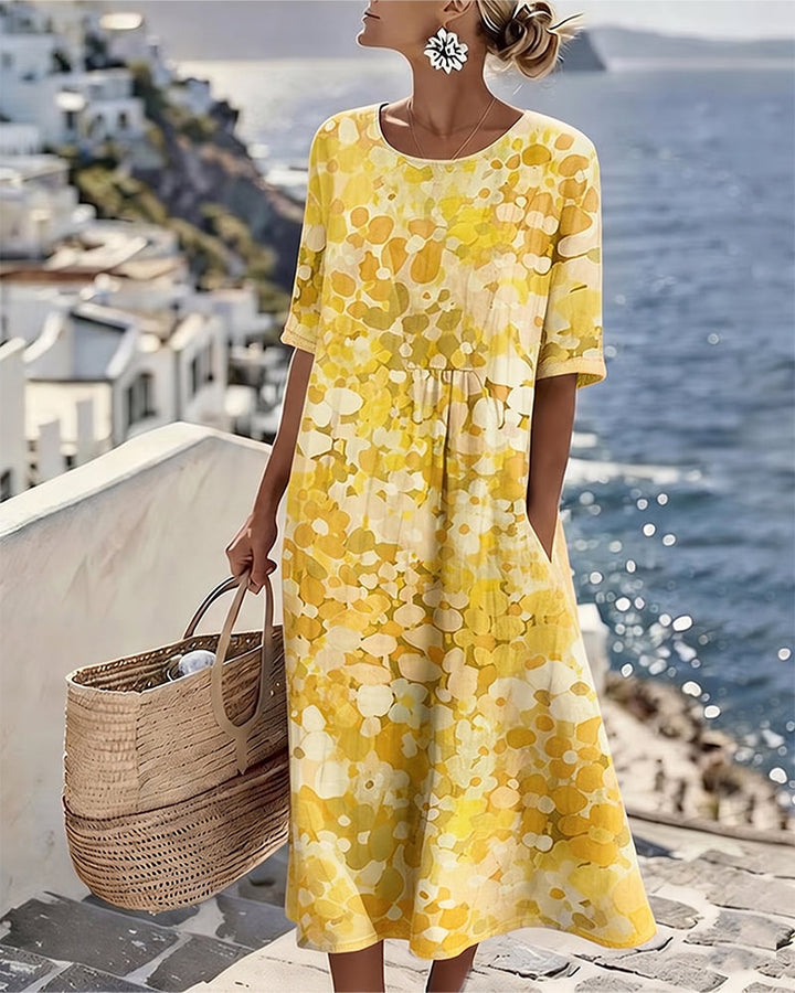 Ester | Elegant Blomster Sommar Midi Klänning
