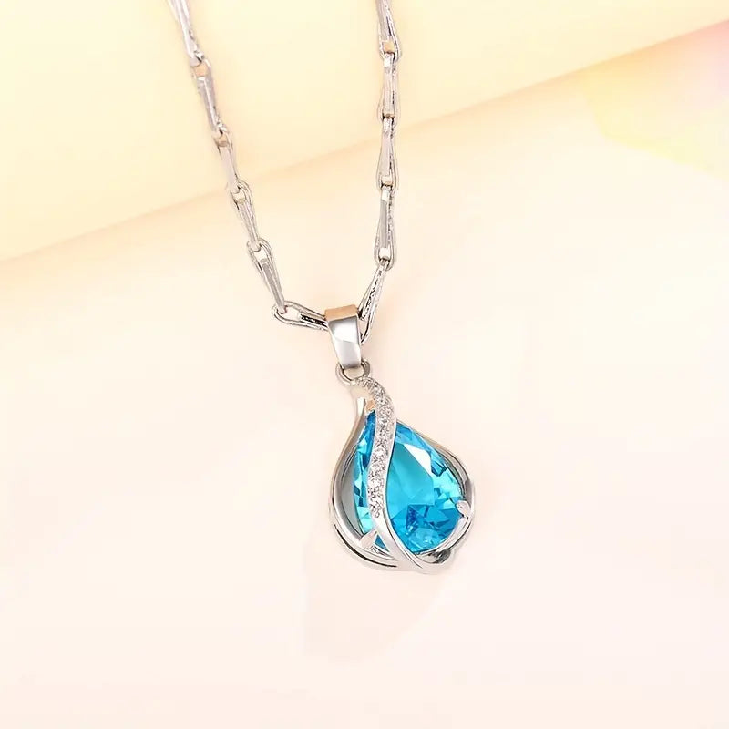 Elegant Blå Sten Halsband
