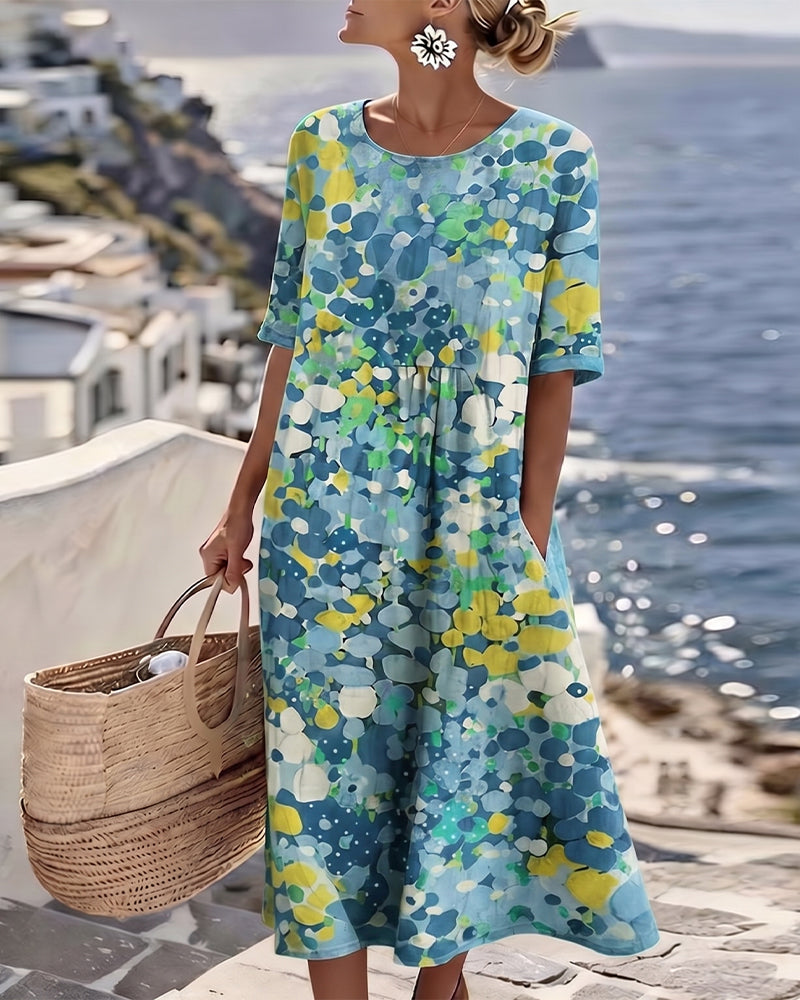 Ester | Elegant Blomster Sommar Midi Klänning