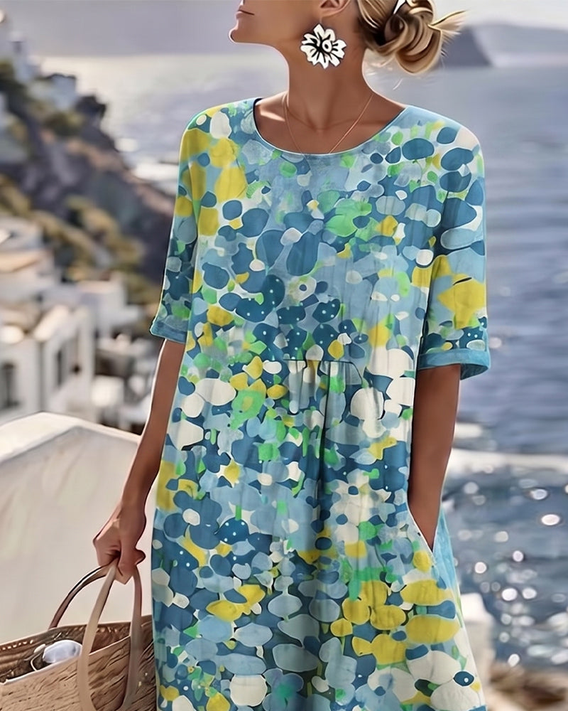 Ester | Elegant Blomster Sommar Midi Klänning