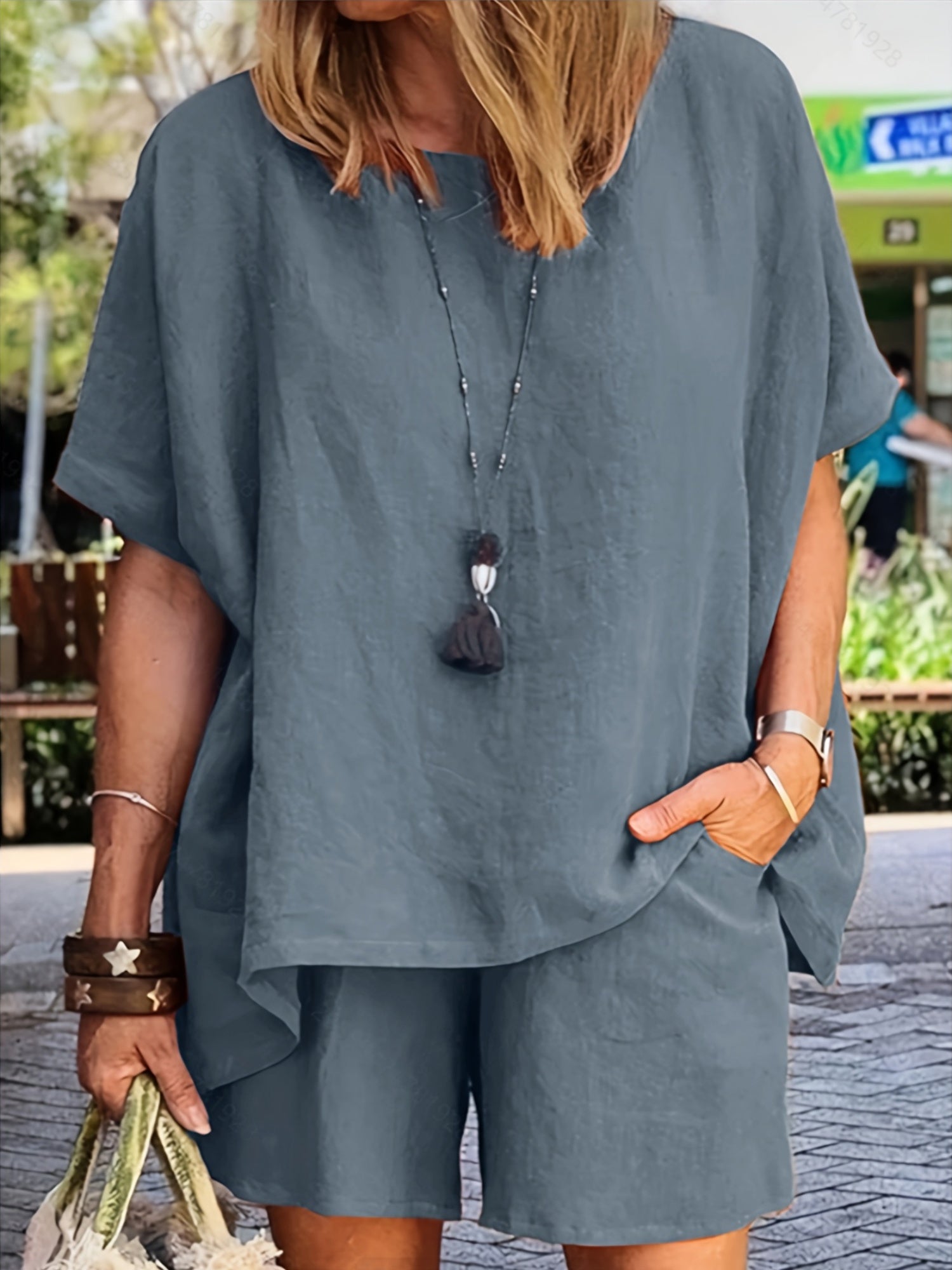 Vanessa | Enfärgat Set med Shorts