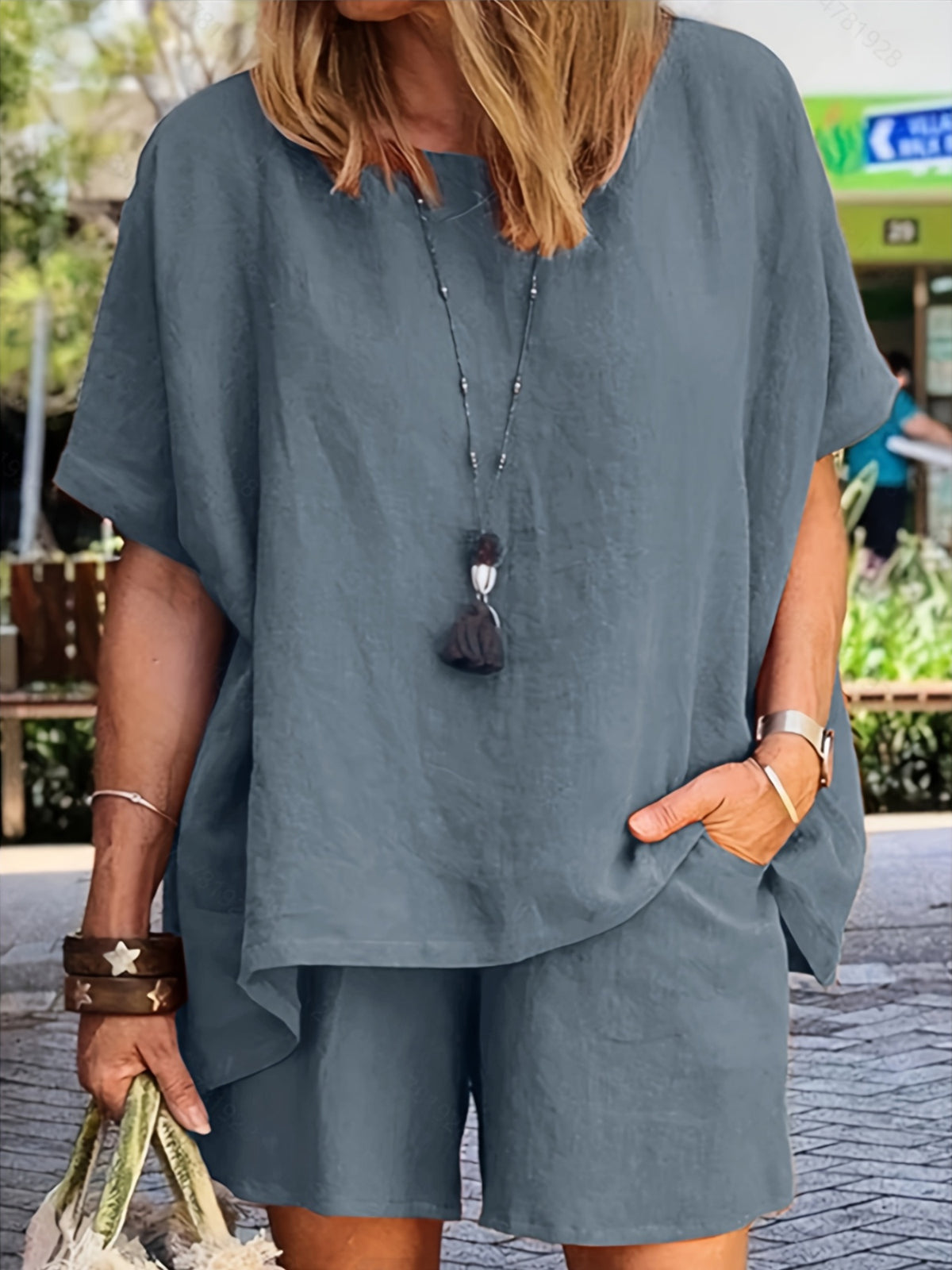 Vanessa | Enfärgat Set med Shorts