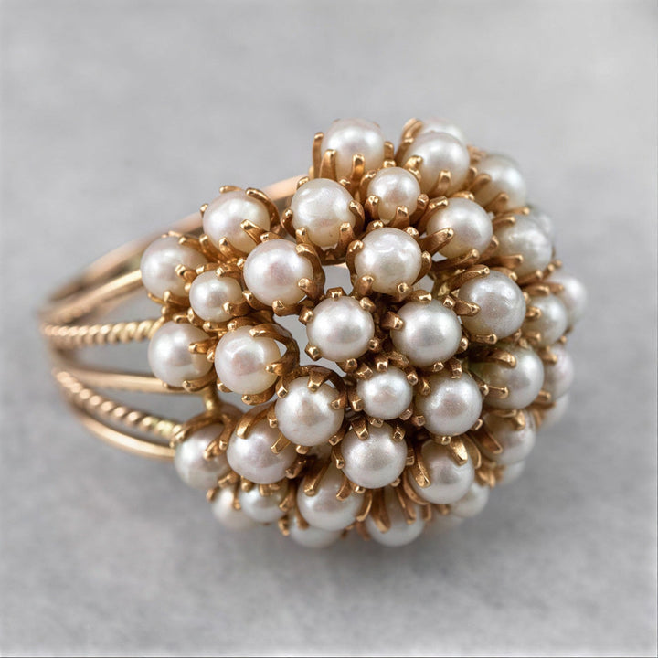 Klassisk Inlagd Pärlguld Ring