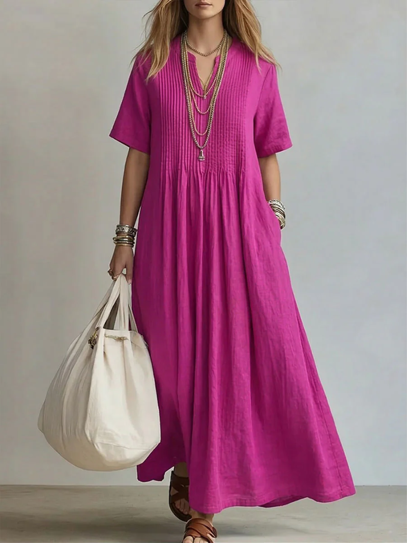 Leana | Pintuck Maxi Klänning