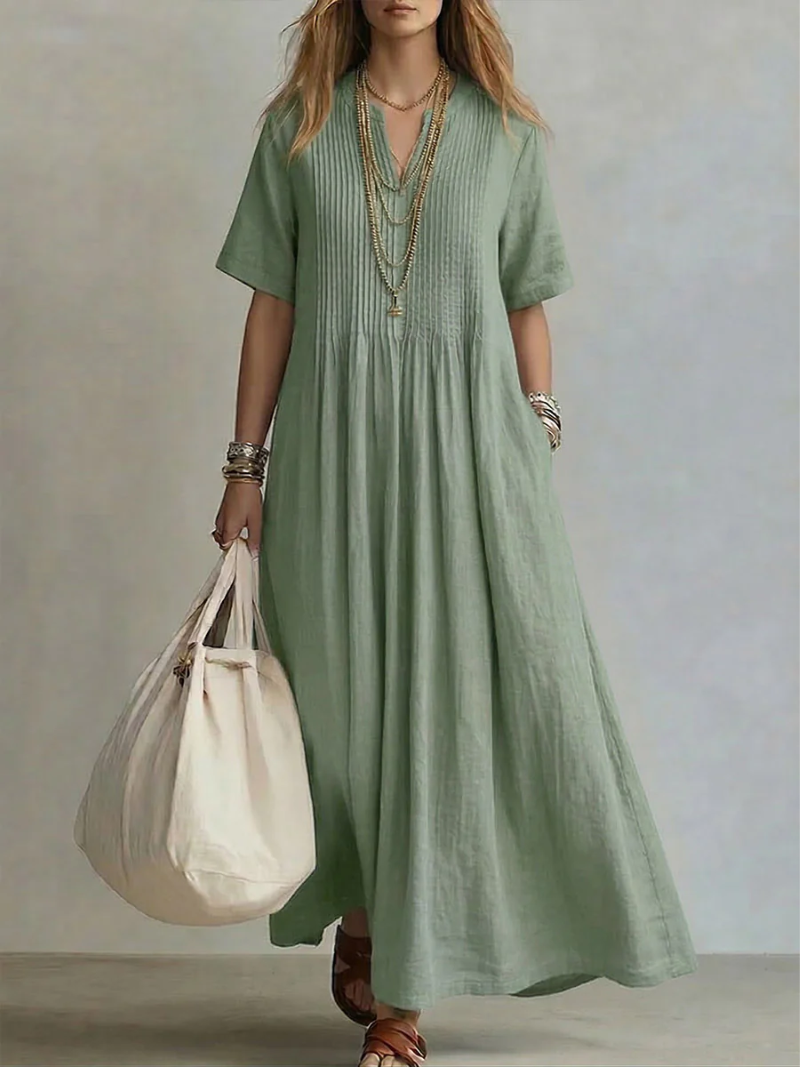 Leana | Pintuck Maxi Klänning