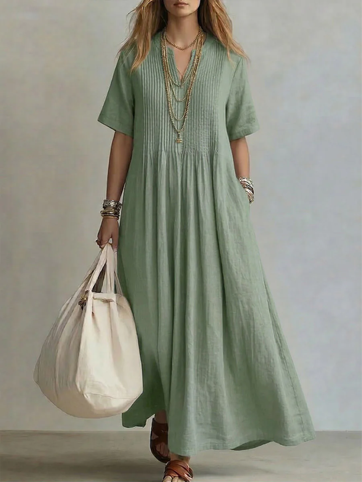 Leana | Pintuck Maxi Klänning