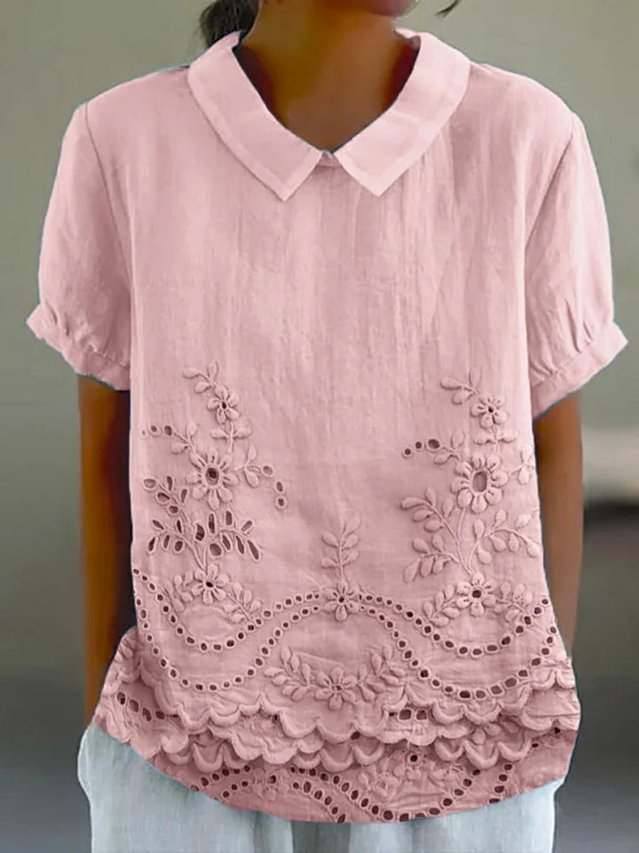 Lily | Blommig Broderad Skjorta