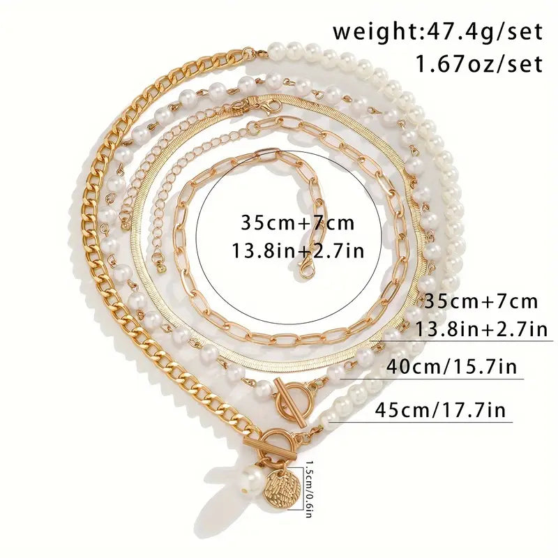 Modern Pärllager Halsband Set