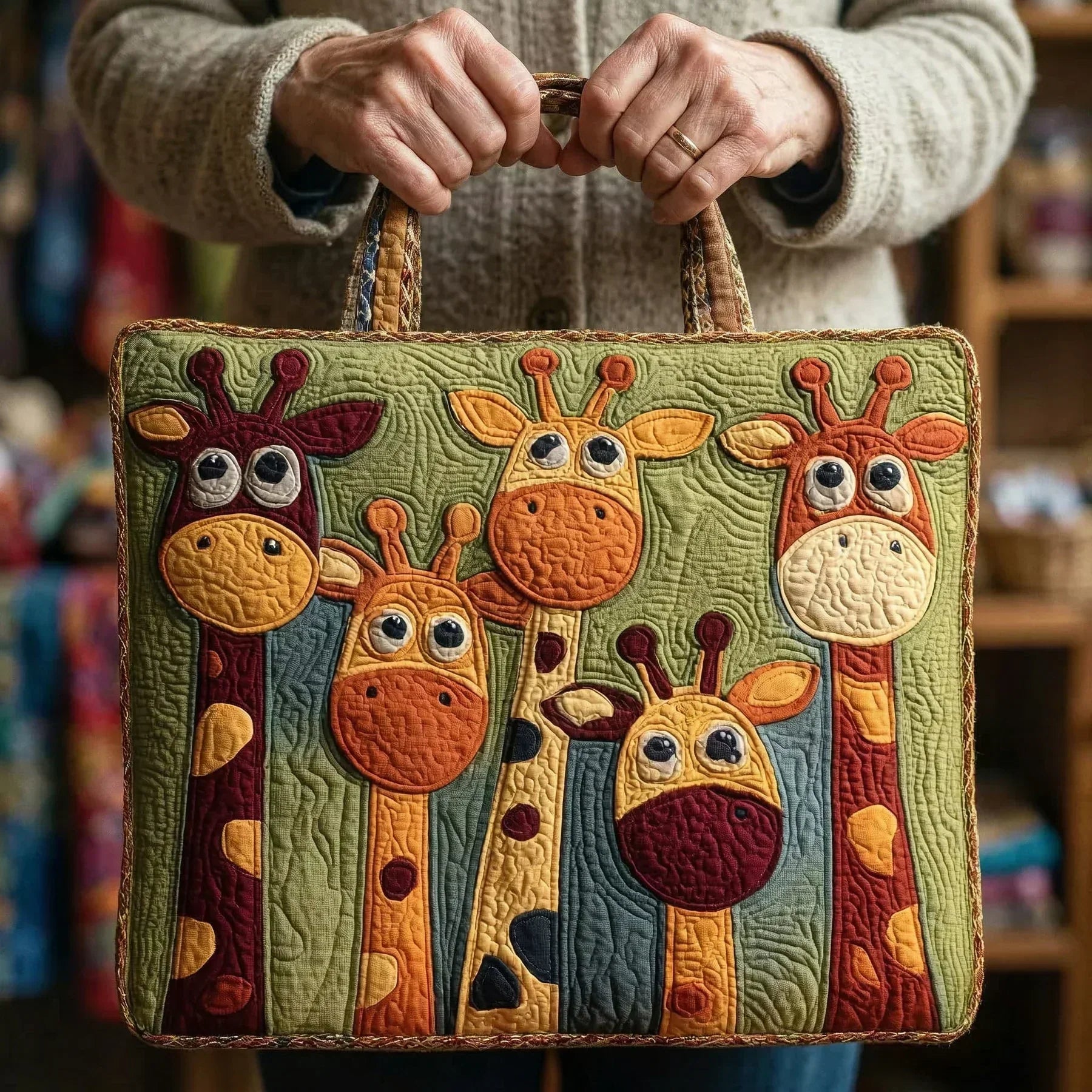 Sigrid | Quiltad Tote Bag - Giraff