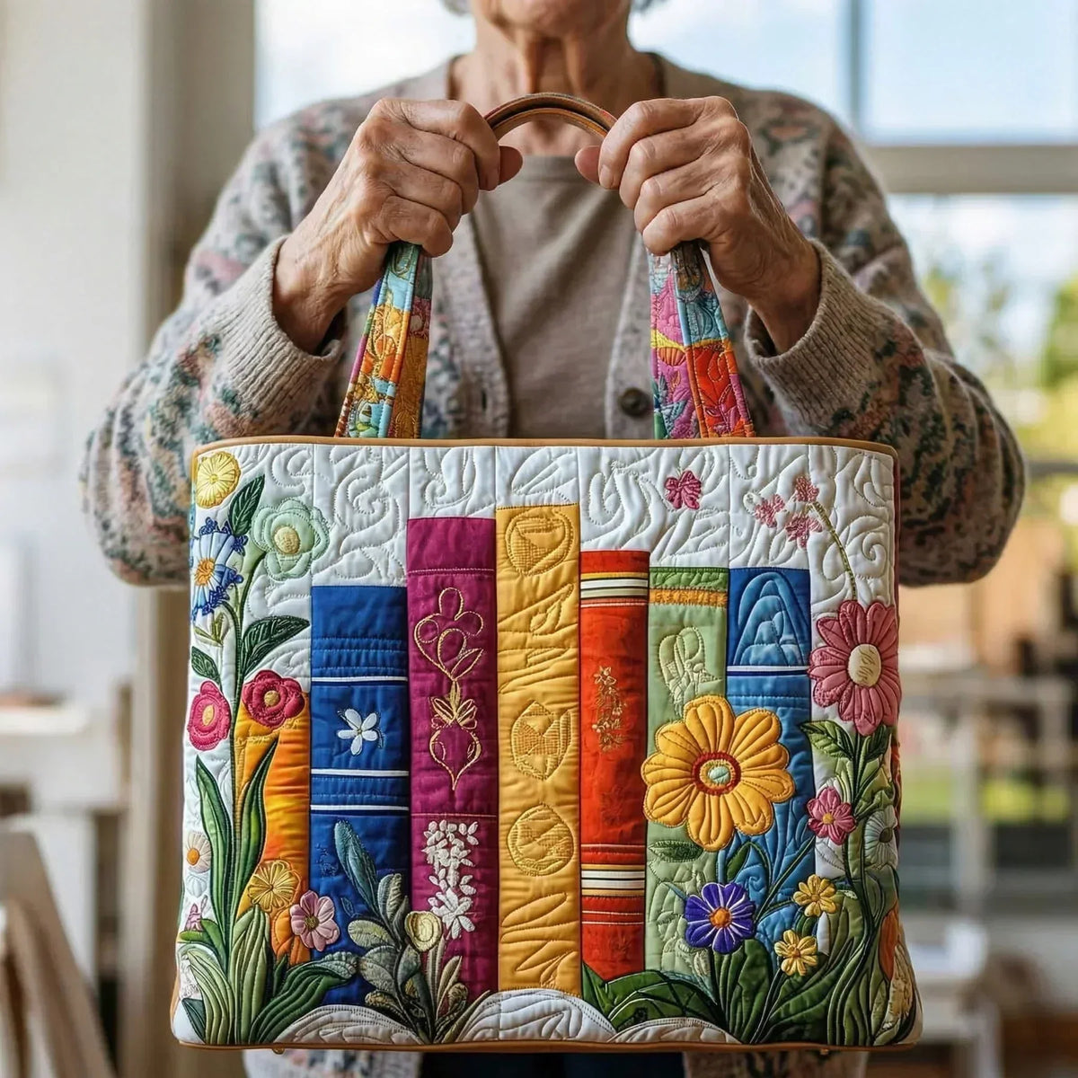 Gunilla | Konstnärlig Väska - Blommig Bibliotek