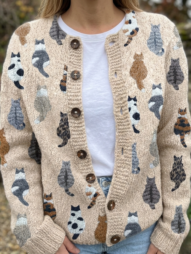 Nea  | Kattmönstrad Cardigan