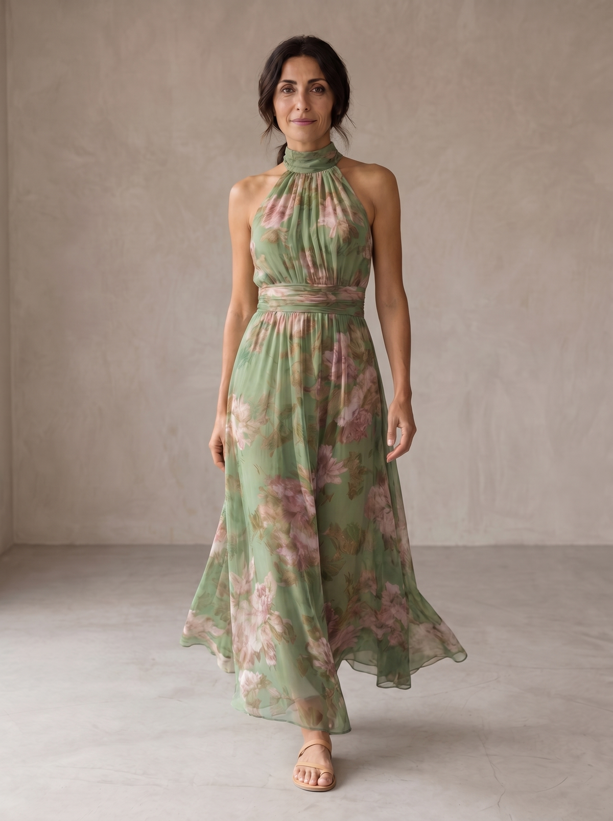 Livia | Maxiklänning Halterneck Blommig Elegant