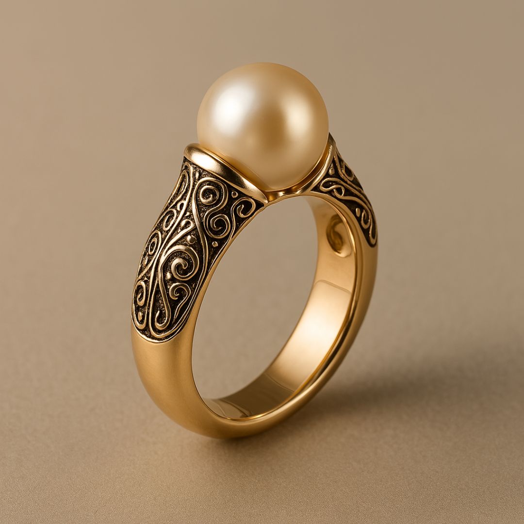 Tidlös Vintage Pärl Guldring