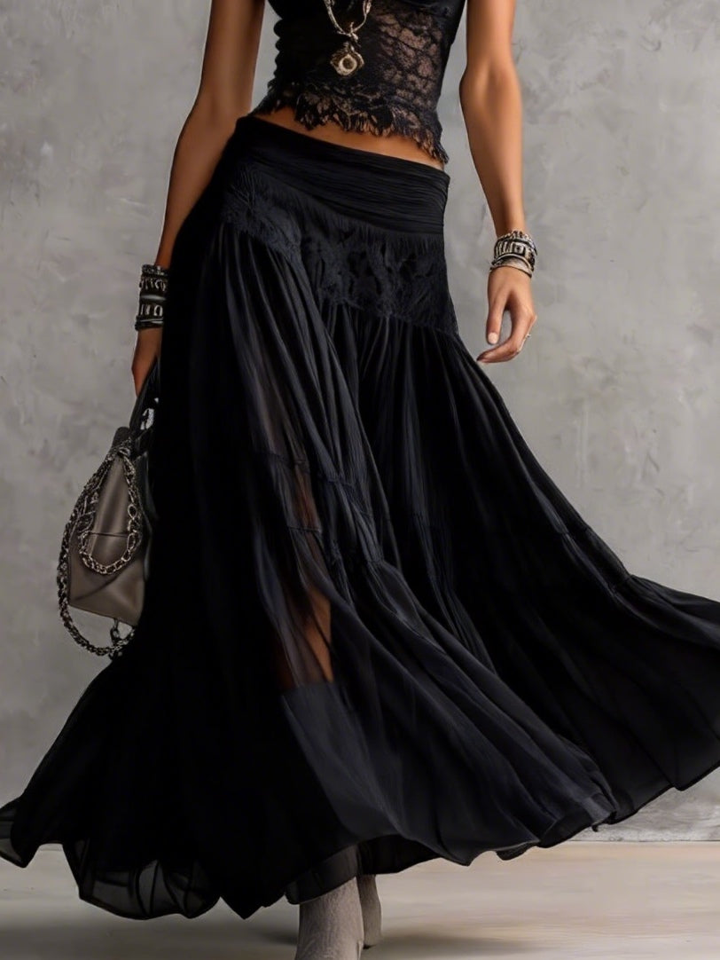 Vivi | KOMPLETT DARK BOHO MED CROP TOP OCH SPETSKJOL