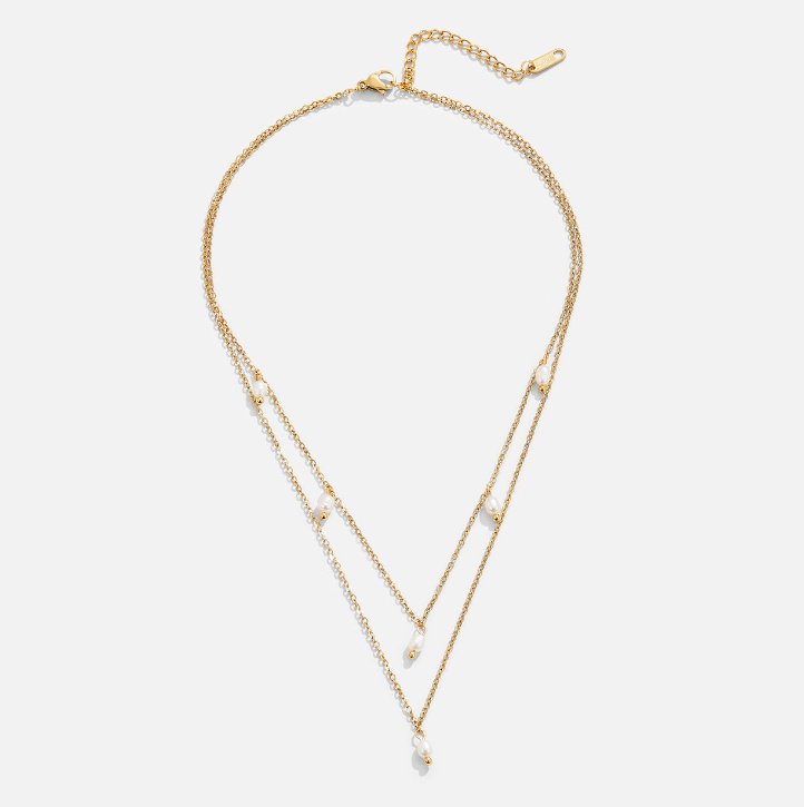 Flerlagigt Halsband med Pärldroppar