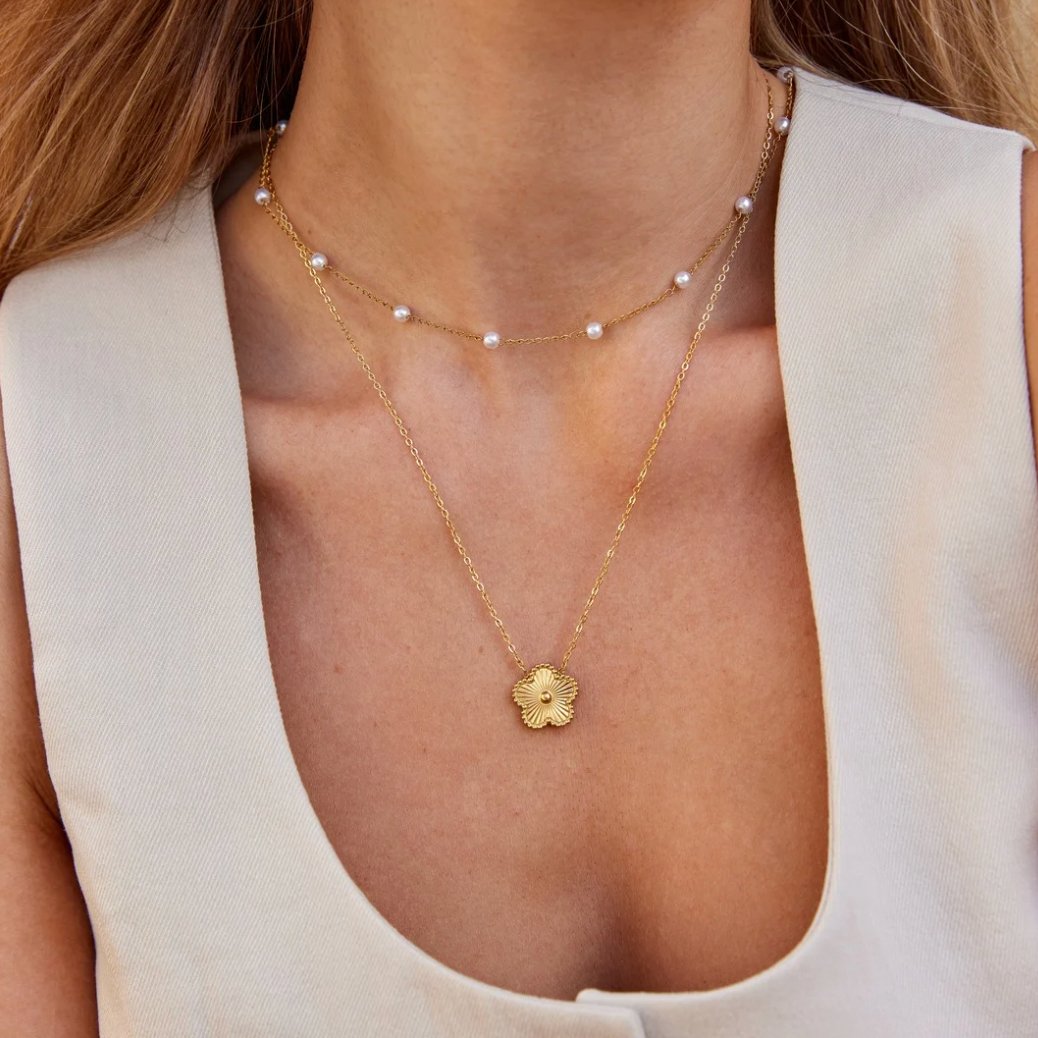 Tidlös Pärlguld Halsband