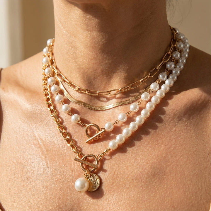 Modern Pärllager Halsband Set