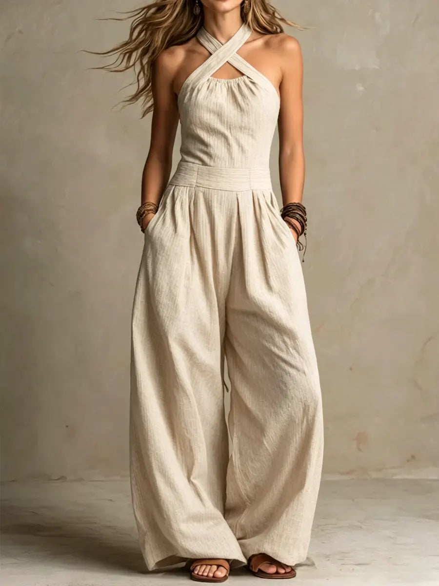 Isabella | Lång jumpsuit med halterneck